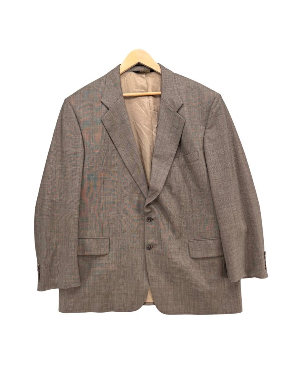 Jos A Bank Traveler Wool Blazer Mens Brown Prince of Wales Check 2 Button Sz 48R